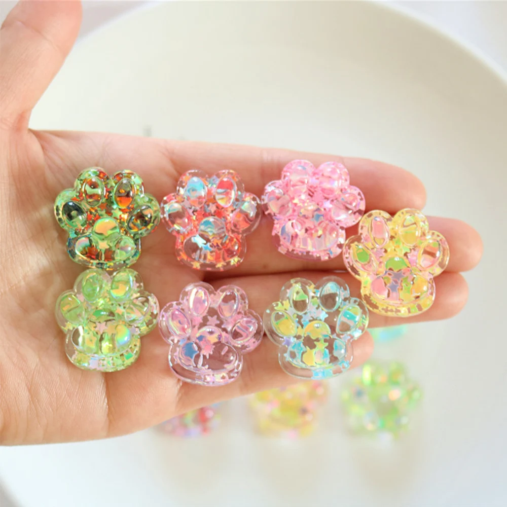 10PCS Transparent Cat Claw Series Miniature Flat Back Resin Cabochons For Hairpin Scrapbooking DIY Home Decor Craft Accessories