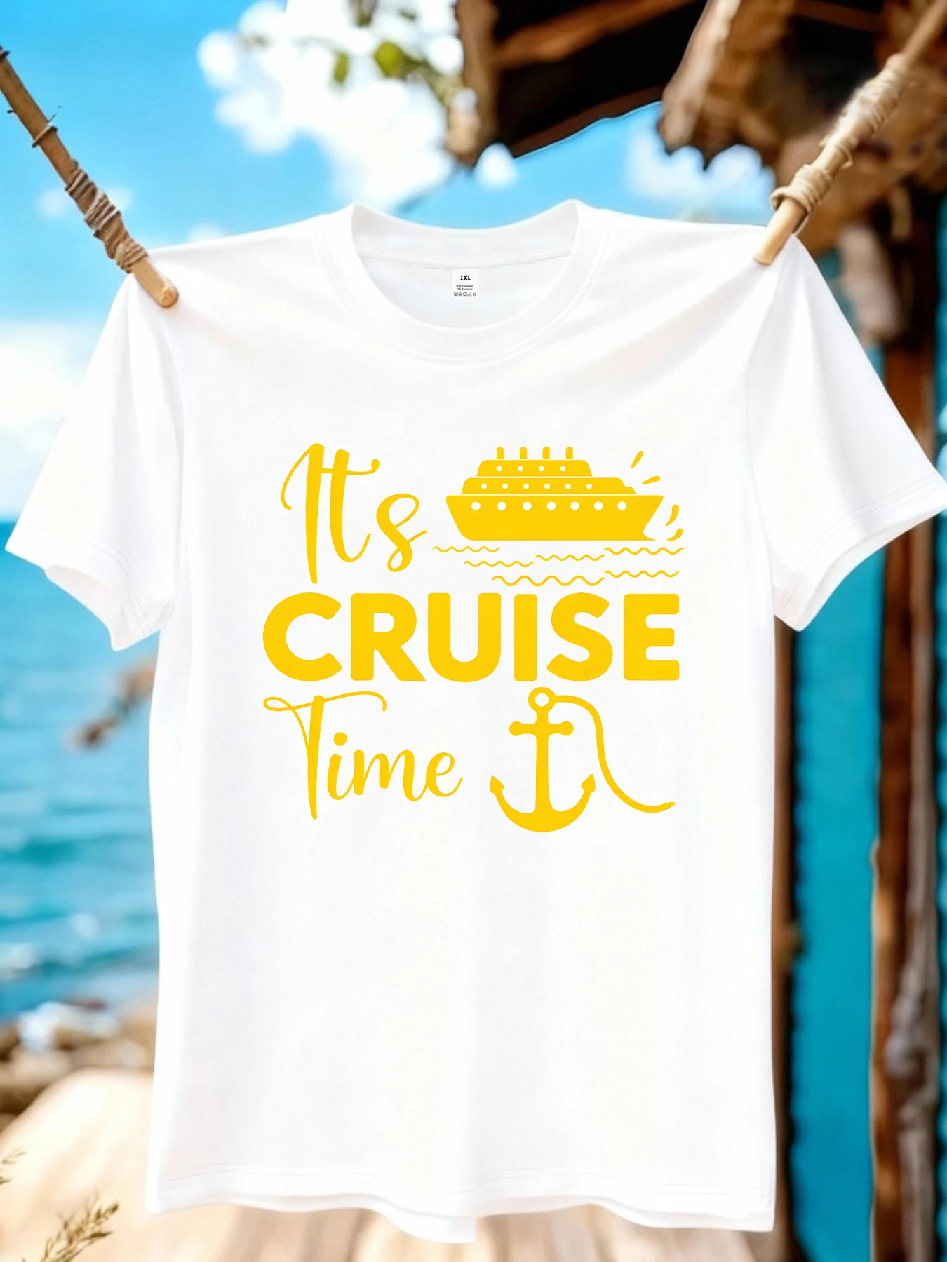 

【WZM10983】Creative ship print plus size women's round neck summer casual short sleeved street fashion versatile T-shirt