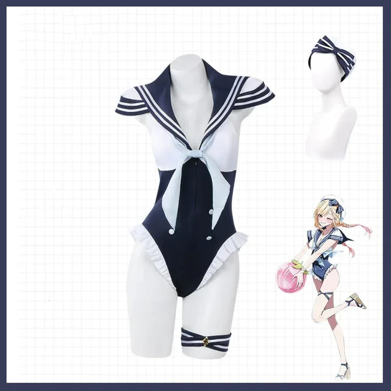 애니메이션 마이 드레스업 달링 키타가와 마린 코스프레 의상 네이비 스타일 수영복 점프수트 가발 여성 섹시 카니발 비키니 수트;3'v