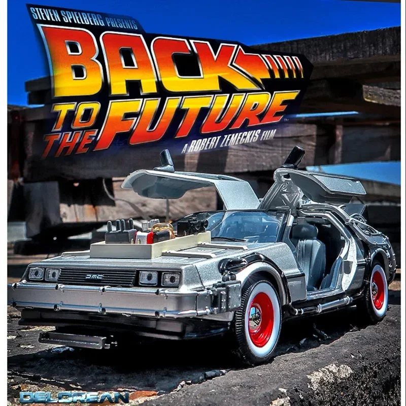 WELLY 1:24 Regreso al futuro máquina del tiempo modelo de coche de aleación fundida DMC-12 Delorean coche de juguete de Metal regalos colección modelo de coche