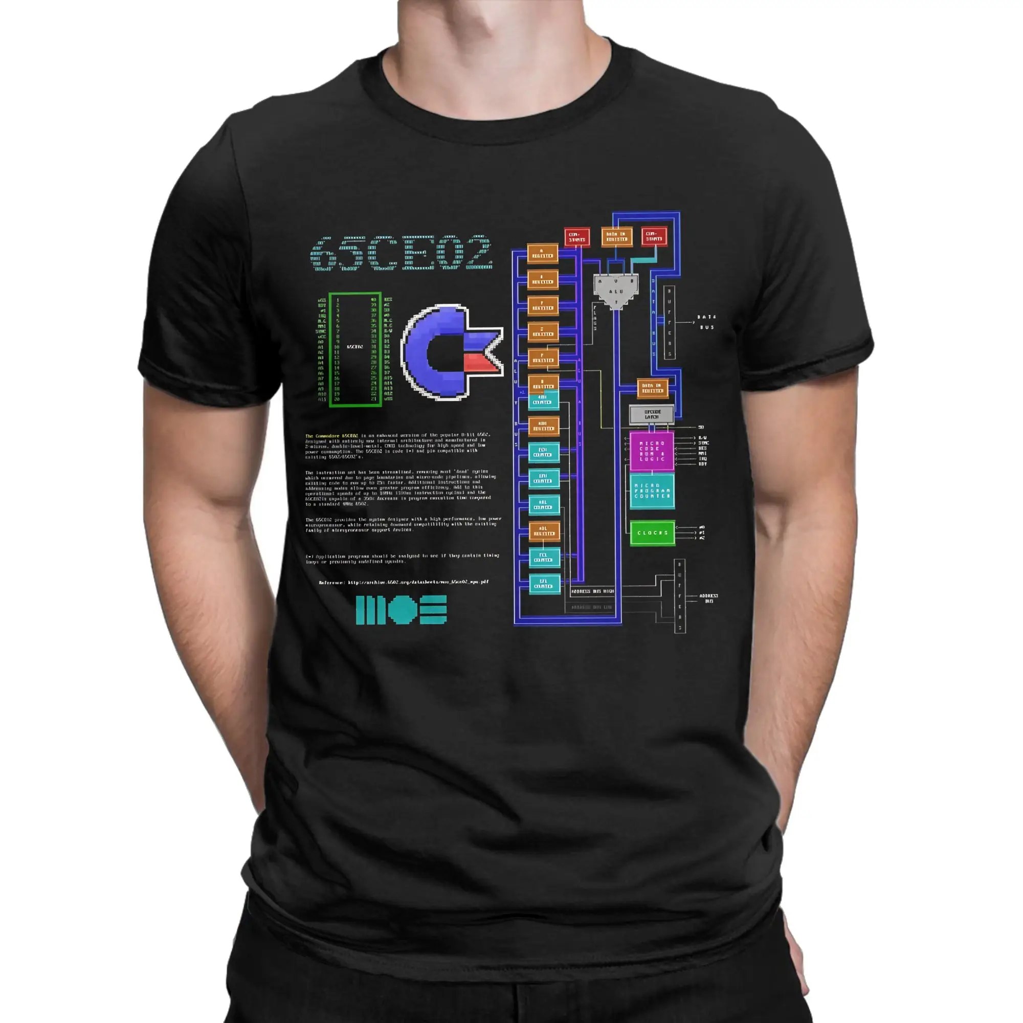65CE02 CPU Novelty 100% Cotton T-Shirt Commodore Amiga 500 Tops Tees For Men