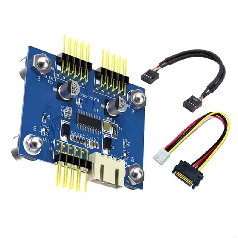 C90F Motherboards USB 2.0 Header Splitter Extension Cable Double 9Pins Port Simultaneous Device Connection Not Need Driver