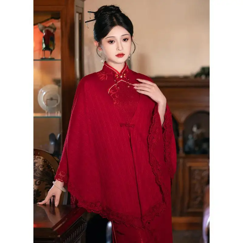 red-knitted-shawl-for-wedding-dress-chinese-style-beverage-ceremony-outerwear-slimming-festive-celebration