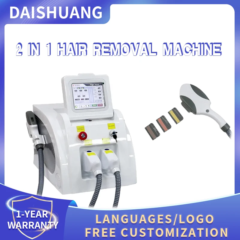 Best Selling Multifunctional Desktop 2 In 1 IPL Carbon Hair Removal Machine Tattoo Removal OPT+RF+ND-YAG for Skin Rejuvenation