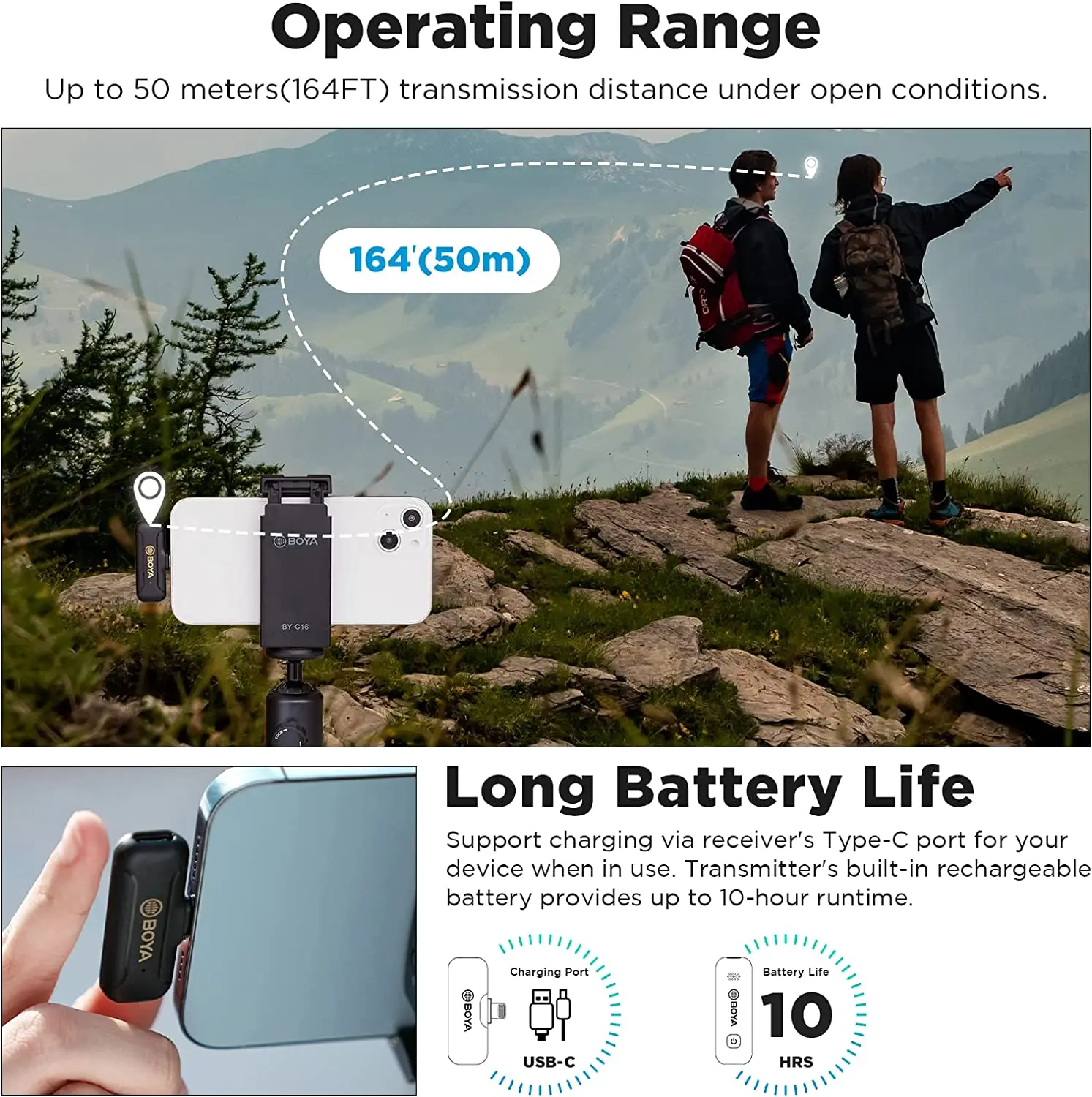 BOYA-携帯電話,スマートフォン,Xiaomi,iPhone,Android,スラッシュ用のマイク付きのワイヤレスクリエイサーマイクBY-WM3T2コンデンサー