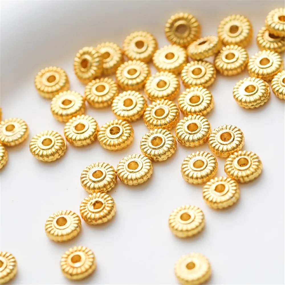 18K Matte Gold Color Retaining Gear Spacer, 5mm Gasket, DIY Gasket, Bracelet, Necklace, Loose Bead, Jewelry Accessories