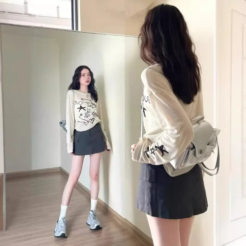 Summer Women White Printed Sun Protection Long Sleeve Tops Thin Loose  Air Conditioning Shirt Casual Fashion Women Top
