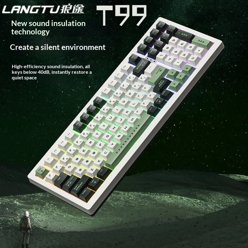 

Langtu T99 Mechanical Keyboard Three Modes Customized Bluetooth Hot Swappable Gaming E-Sports Office Silent Gaming Keyboard