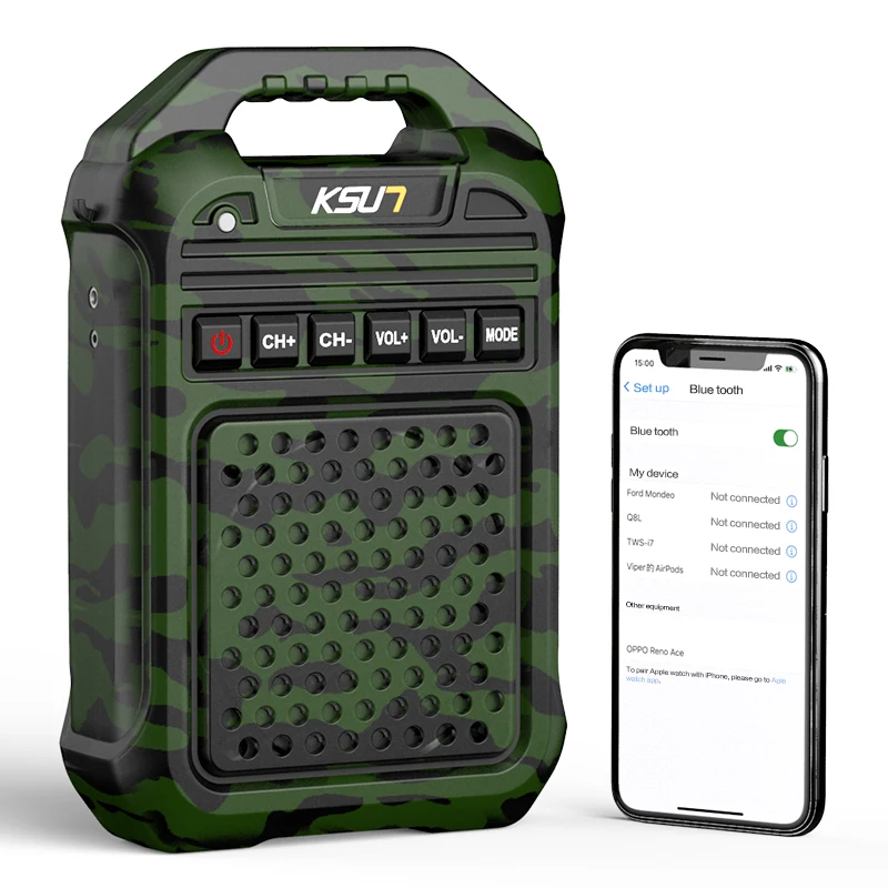 KSUN الشركة المصنعة 8W 160DB راديو Fm لاسلكي تخاطب مكبرات صوت بلوتوث محمولة