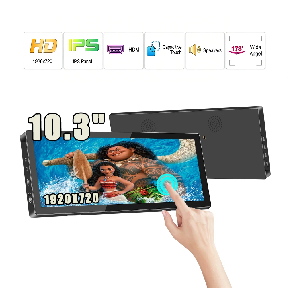 

10.3-inch 1920X720 high-definition IPS touch screen portable, with HDMI and Type-C interfaces, suitable for PC/laptop/PS3/4/Xbox