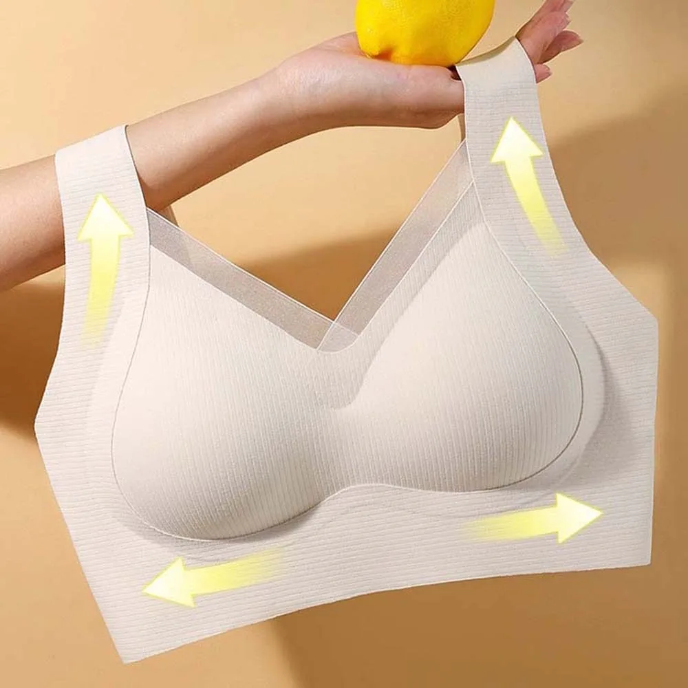 Soft Seamless Wireless Deep V Bra Adjustable Close-fitting Brassiere for Women Vest Style No Trace Push Up Underwear Women