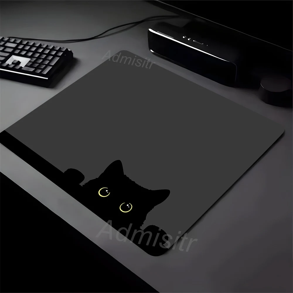 Colorful Black Cat Kawaii Mouse Pad Small Laptop Computer Office Table Mats Esports PC Square Gaming Mousepad XS Cool Desk Mat