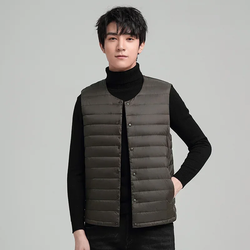 Lightweight Down Vests Men 90% White Duck Down Packable Winter Vests Solid Portable Sleeveless Waistcoat Homme Warm Parkas Male