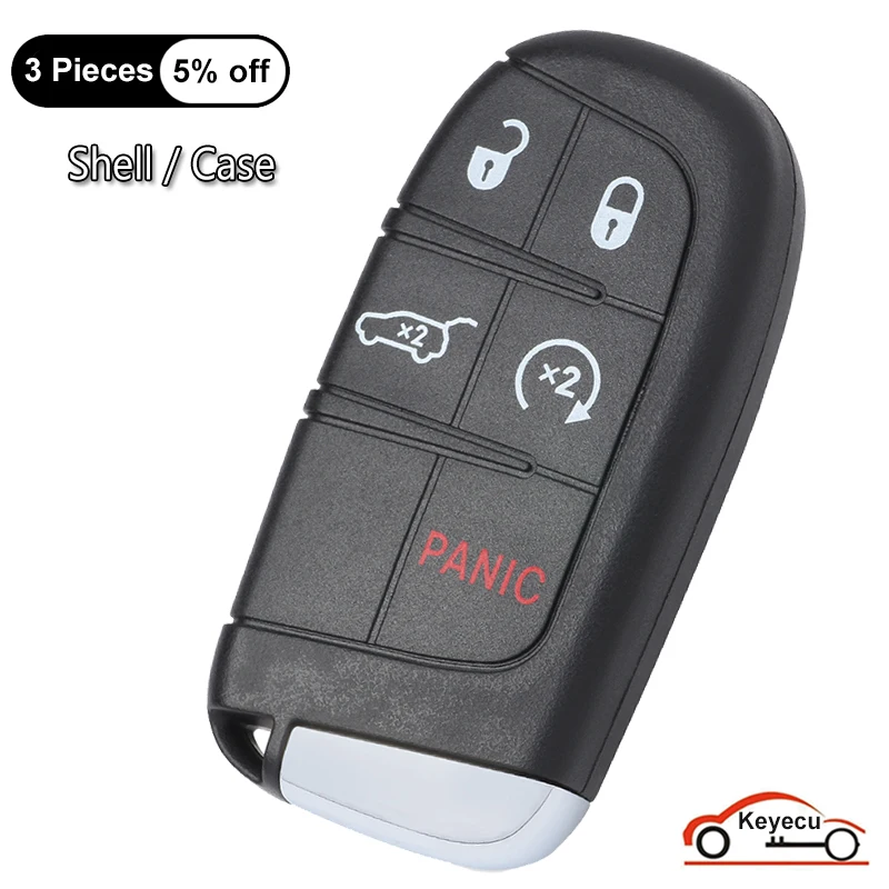 

KEYECU 5 Buttons Case for Jeep Compass 2017 2018 2019 2020 2021 2022 Auto Smart Remote Key Shell Cover Fob FCC ID: M3N-40821302