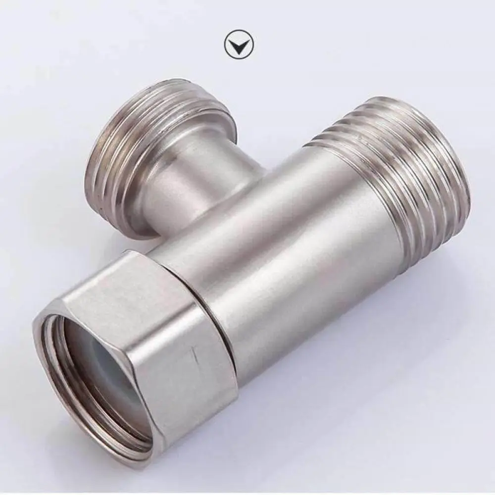 Stainless Steel 304 Three Way Connector DN15 Water Diverter Adapter Plumbing Fitting For Washing Machine And Water Purifier