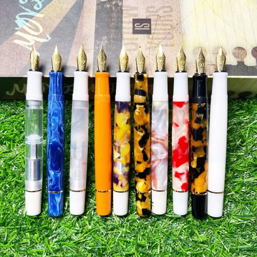 For ADMOK M400 Acrylic Gold Fountain Pen - Soft Smooth No.5 Nib (EF/F/M/B) Compatible with Pelikan M400/405 Student Writing Gift