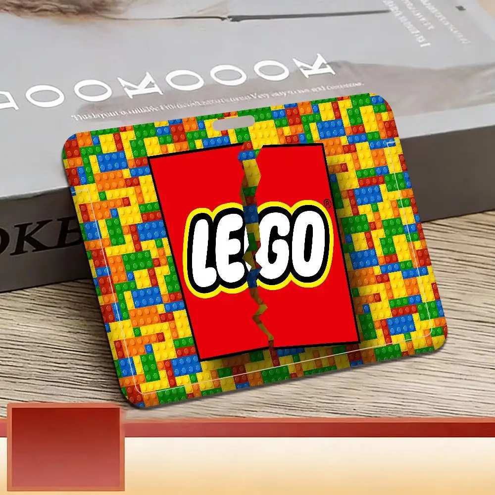 Cool L-LEGOs Cartoon Badge Holder Lanyards Keychain Women New Cartoon Card Holders Neck Straps Student Credential For Gift - view 3