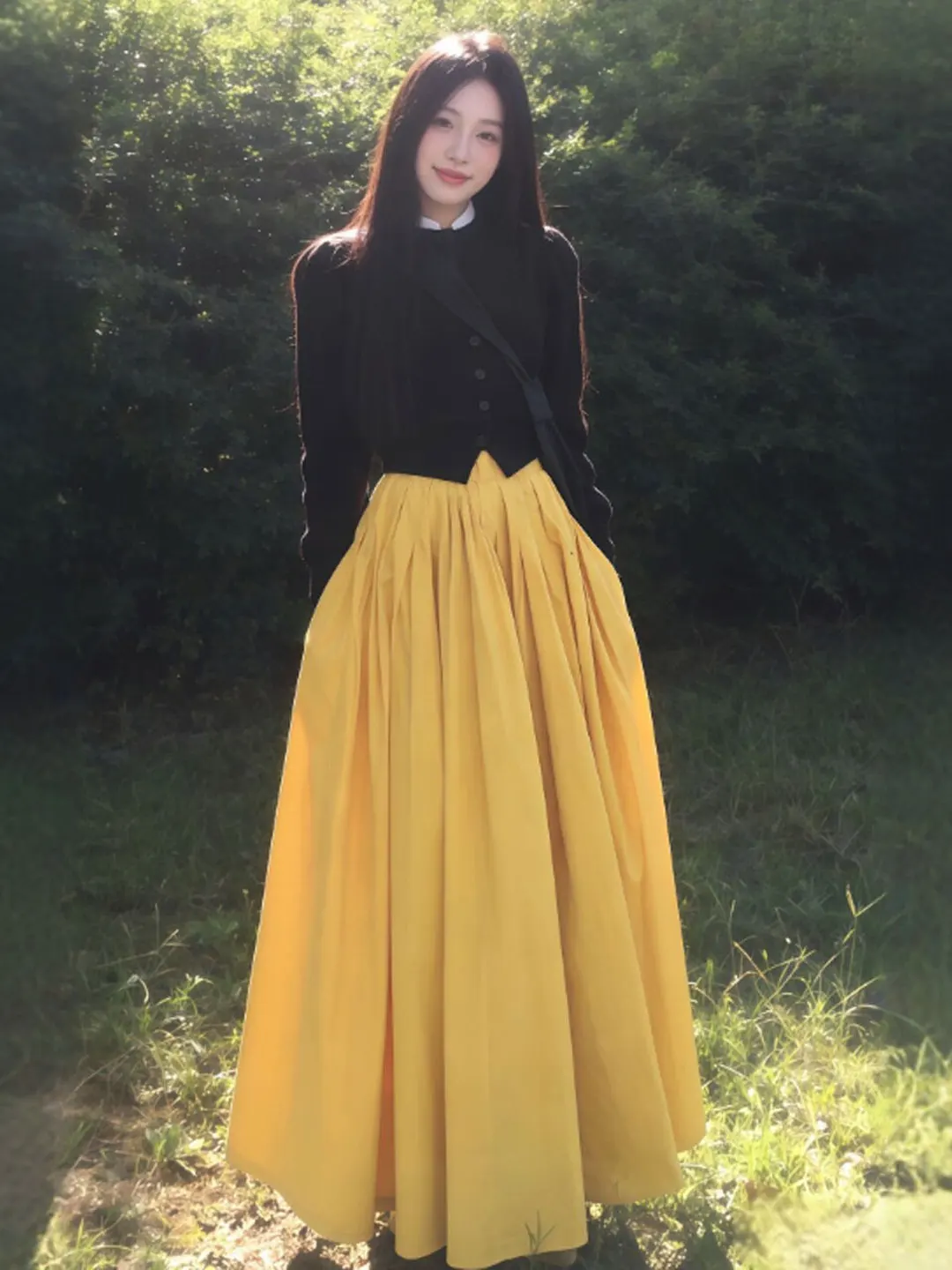 

Chic Spring Fashion Set Gentle Style Long Sleeve Knitted Top And Half-length Skirt Comfortable Breathable Cotton Material