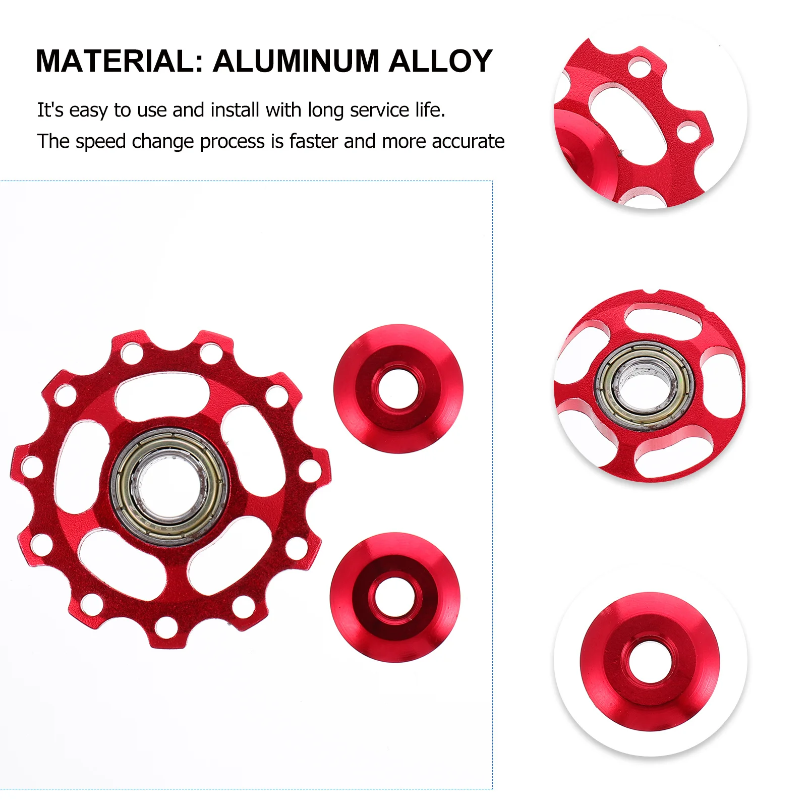 

1Pair Bike Derailleur Pulley Rear Guide Wheel Aluminum Alloy Ceramic Bearing Fast Shifting Durable Mountain Bike Wheel Kit