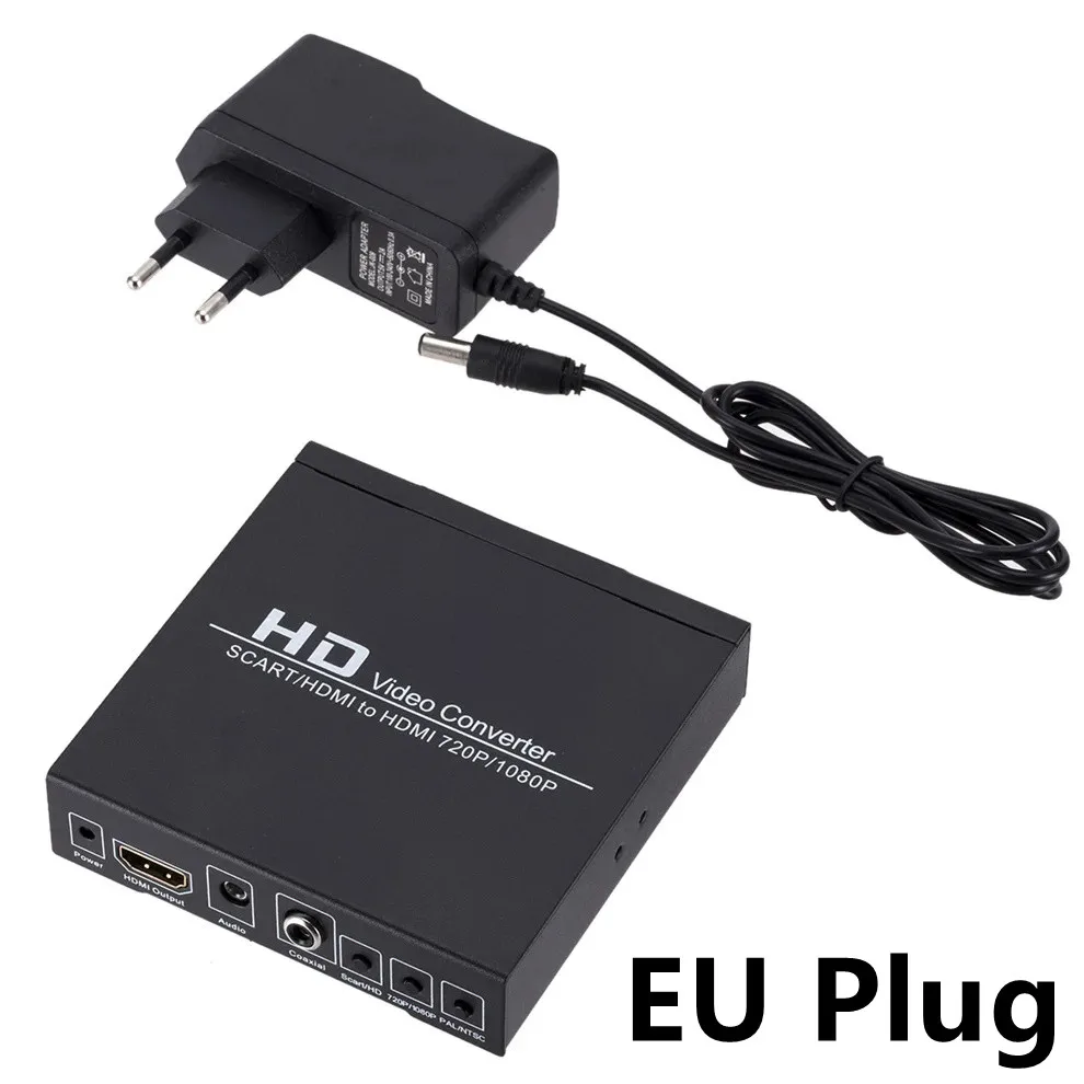 LccKaa 1080p Scart HDMI-kompatibel mit HDMI-kompatiblem Konverter digitales High-Definition-Video mit EU/US-Netz stecker adapter für HDTV 3