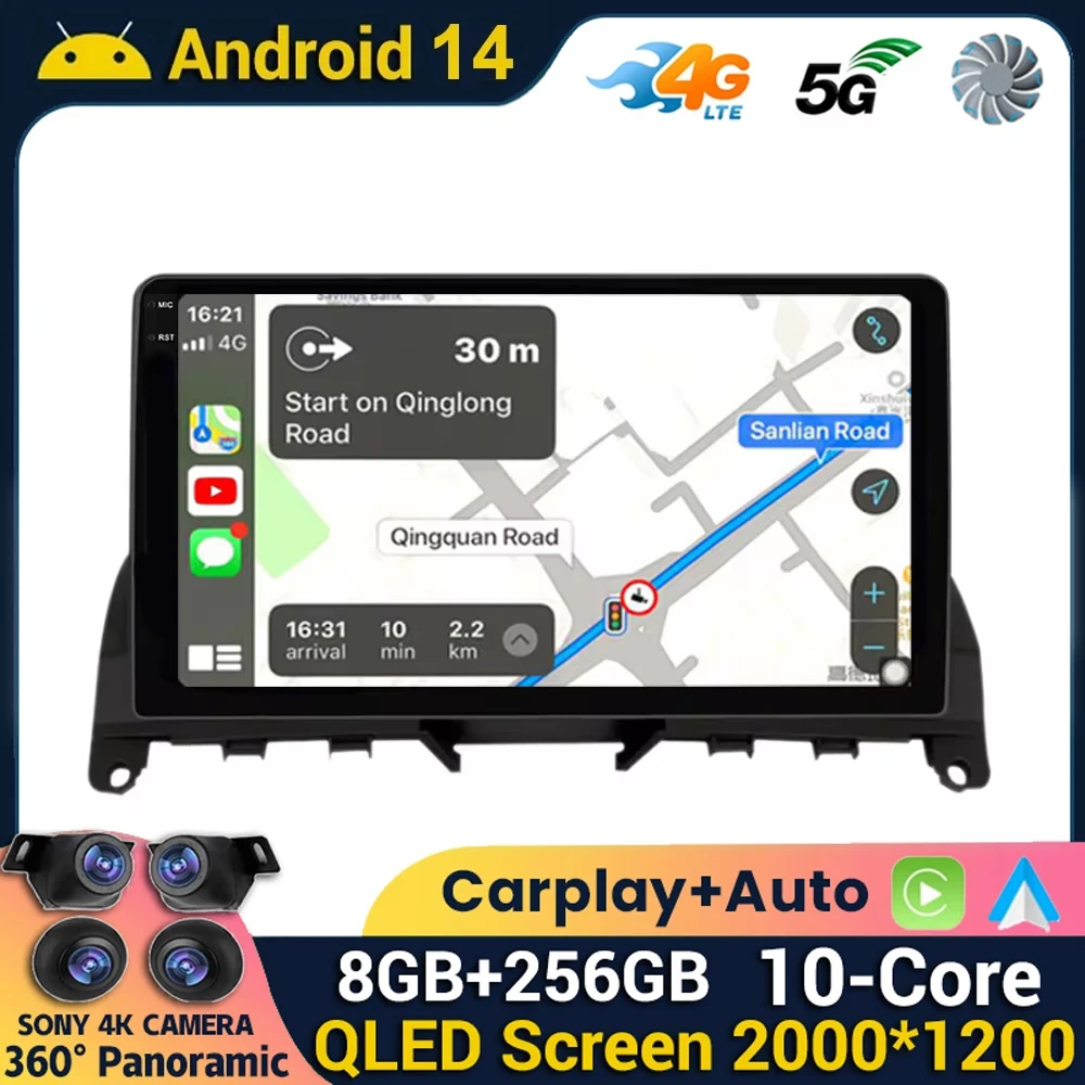 9'' Car Intelligent System Radio Stereo For Mercedes Benz C Class3 W204 S204 2006 - 2011 GPS Navigation Multimedia Android Auto