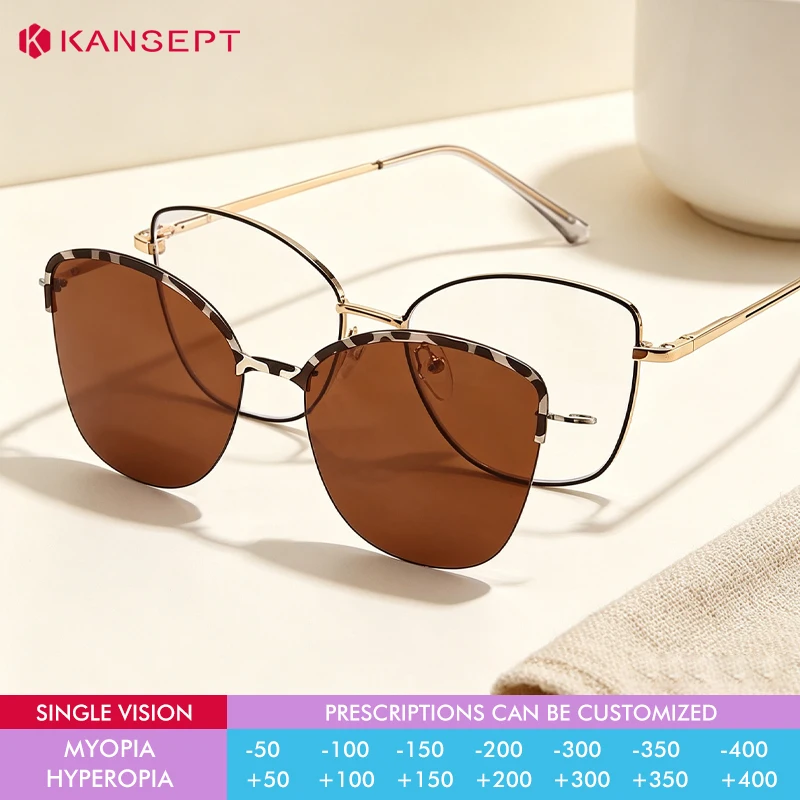KANSEPT KANSEPT Cat Eye Polarized Sunglasses Magnetic Clip-On Myopia Optical Glasses Customizable Prescription Eyewear Lenses to Read - Aliexpress Deal