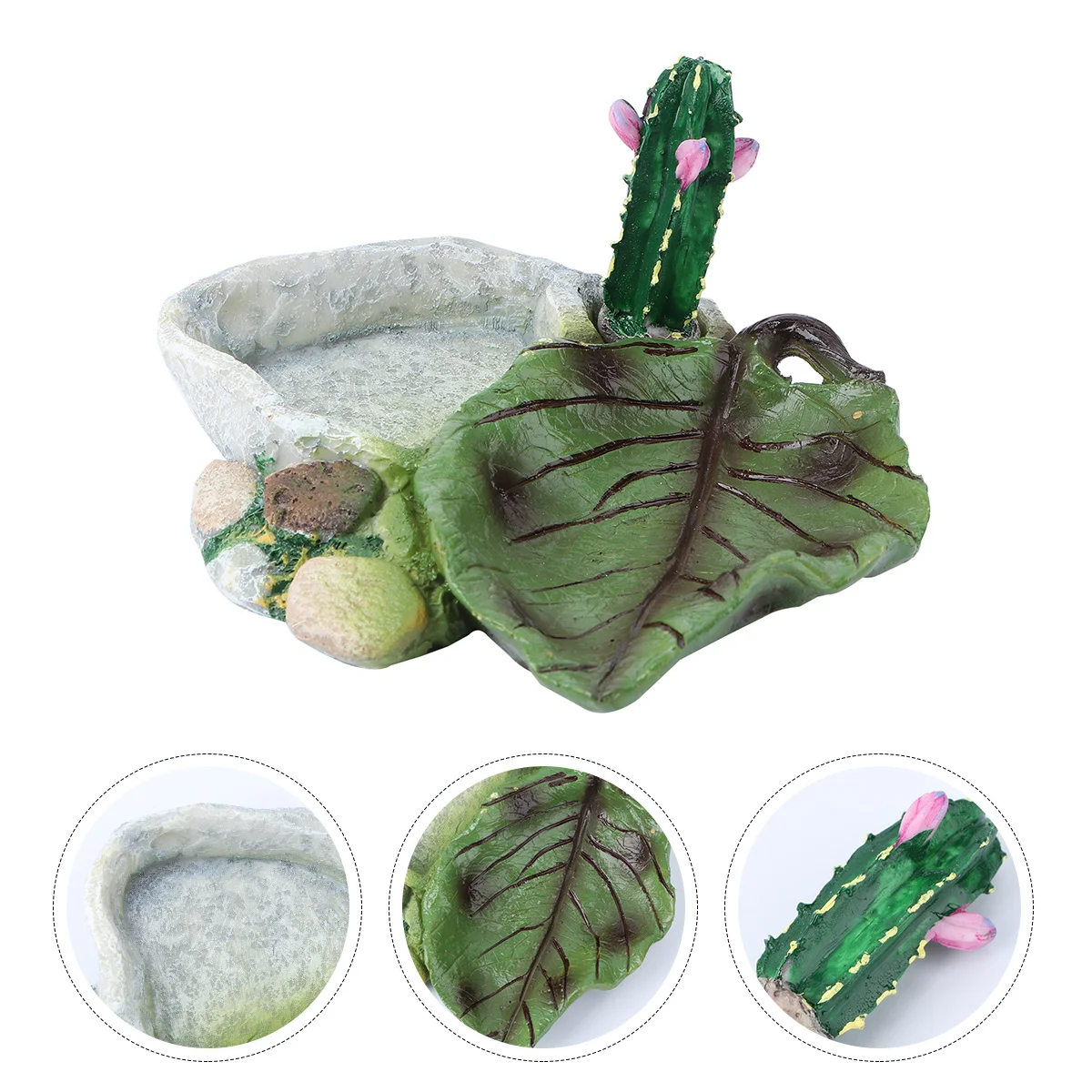 

1Pcs Cactus Design Reptile Food Bowl Gnaw Proof Pet Supplies for Lizard Snake Tortoise Dry Snacks Fresh Food Drinking Dish
