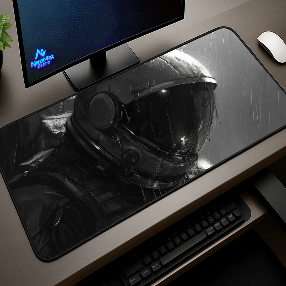 

Коврик для мыши космонавт, черный коврик для мыши, шлем, коврик для компьютерного стола, черный настольный коврик, большие аксессуары для ПК, игровые коврики для мыши