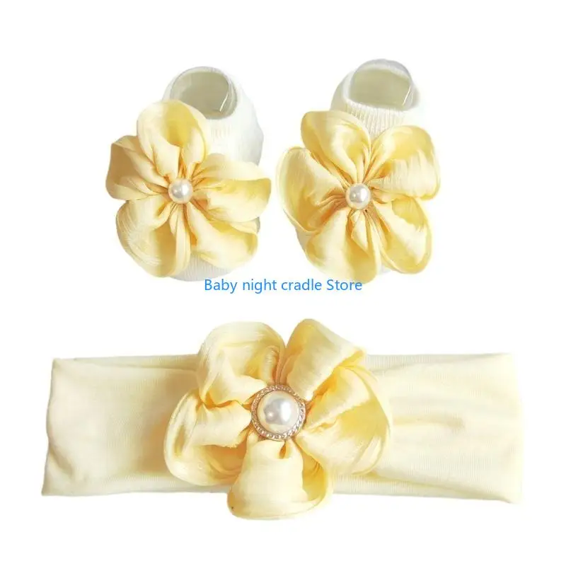 J2FF ที่คาดผมเด็กผู้หญิงน่ารัก 2 ชิ้น/เซ็ตพร้อมถุงเท้าติดโบว์ น่ารักมีสไตล์ปัจจุบัน