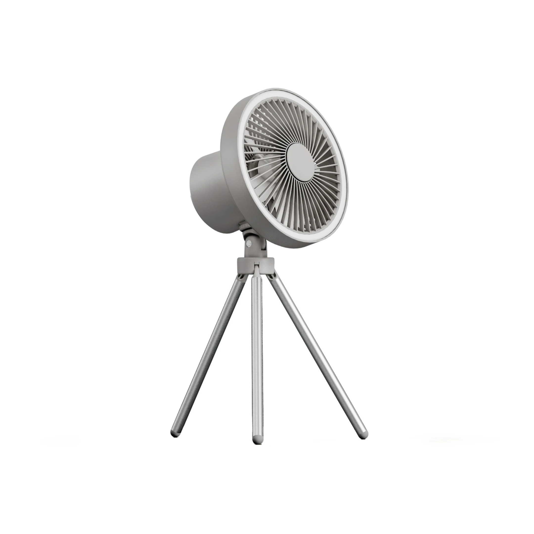 Portable Air Cooling Fan with LED Light for Outdoor Camping USB Rechargeable Tripod Multi-functional Desktop Handy Fan