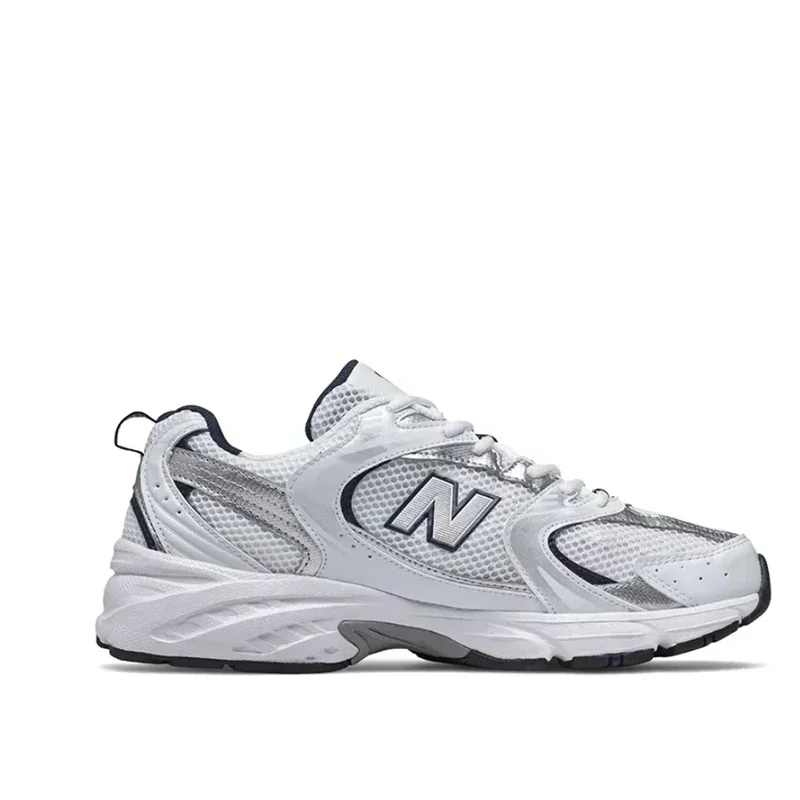 Original New Balance NB530 Classic Vintage Mesh Stoff Kunstleder Casual Herren- und Damen-Laufschuhe Weiß Silber MR530SG