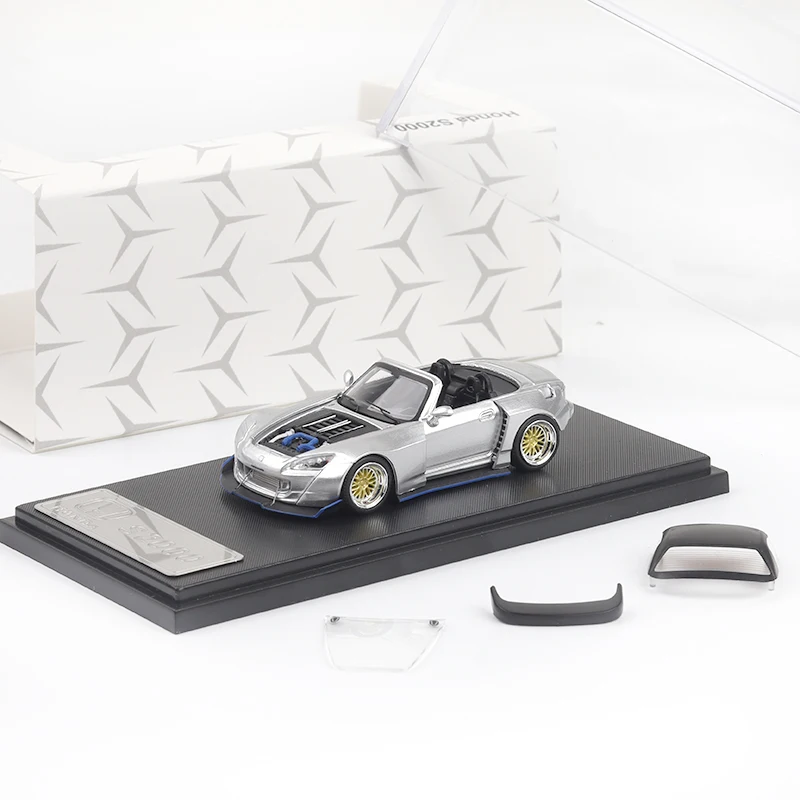 Rm 1/64 honda s2000 widebody modificado conversível com capuz que pode ser aberto simulação de liga fundida modelo de carro estático menino presente de aniversário