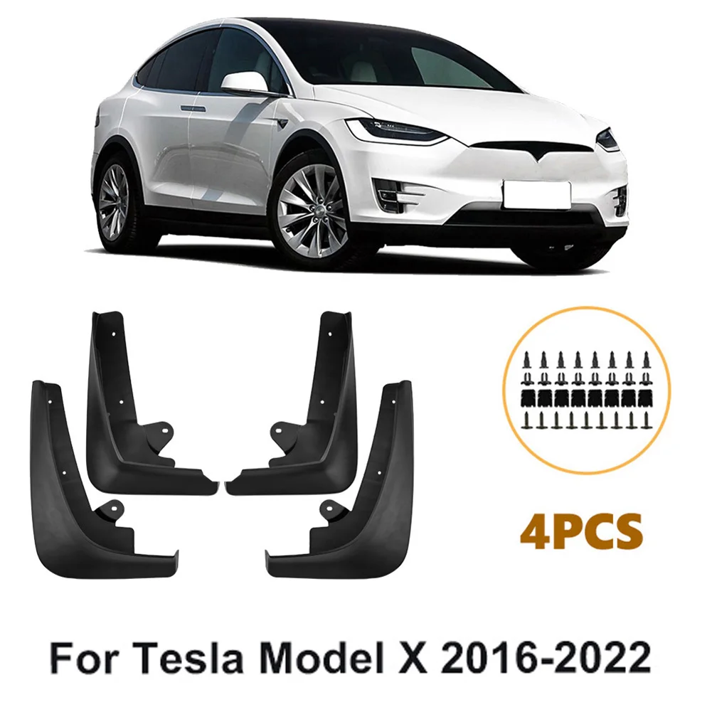 

4x Car Fender For Tesla Model X 2016-2022 Front Wheel 31*21CM Rear Wheel 32*22.5CM Splash Guards Mudguards Mud Flaps Accessories