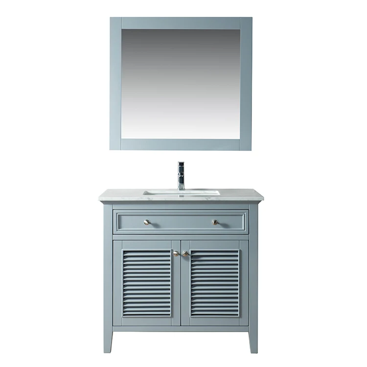 Modern Luxury 36-Inch Dark Grey Bathroom Vanity Cabinet with Countertop for Hotel Use