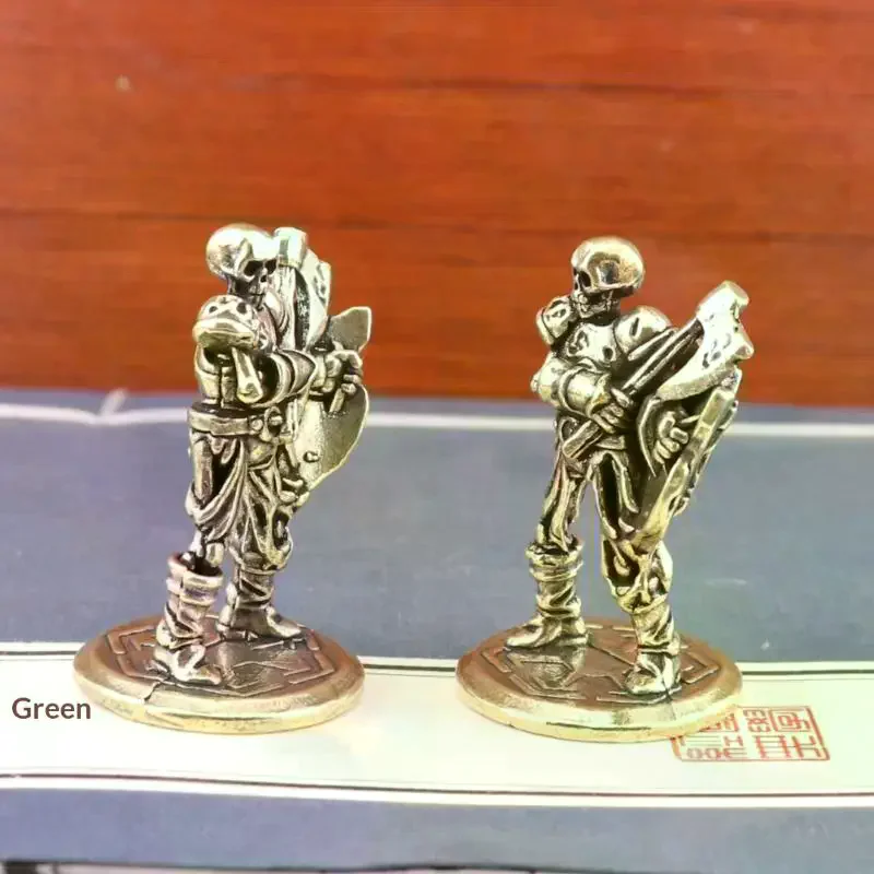 Retro Brass Skeleton Warrior Statue Desktop Ornaments Home Room Decorations Skeleton Man Figurines Miniatures