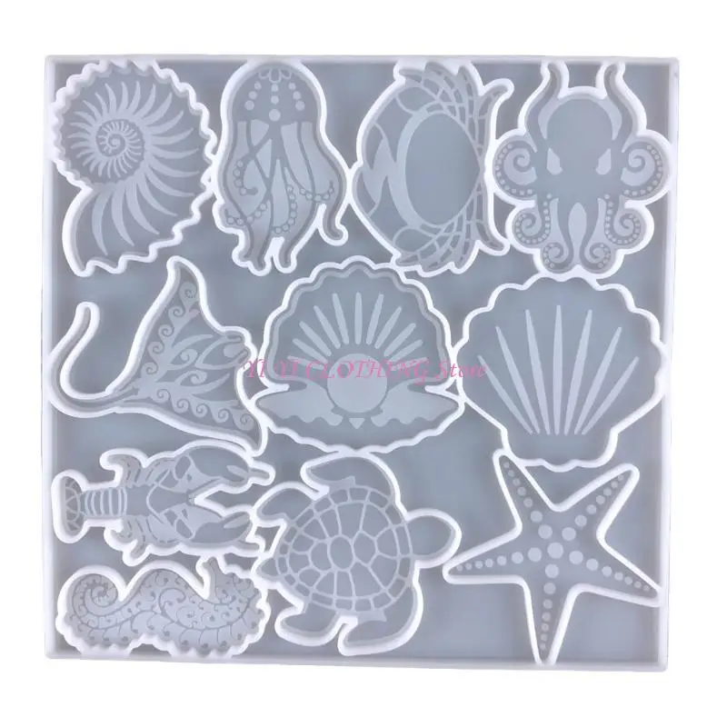 N5KF Marine Animal Keychain Silicone Mold with Hole Keyring Pendant Handmade Mold