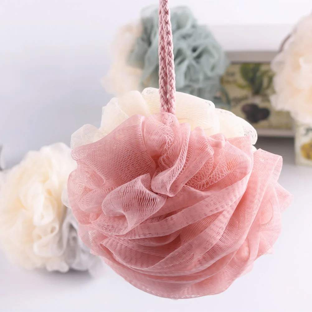 

5pcs Balls Mesh Bathing Sponges For Adult Kid Child Large Size Gray Purple Dark Green Khaki Beige Each Home Bathing Balls Mesh