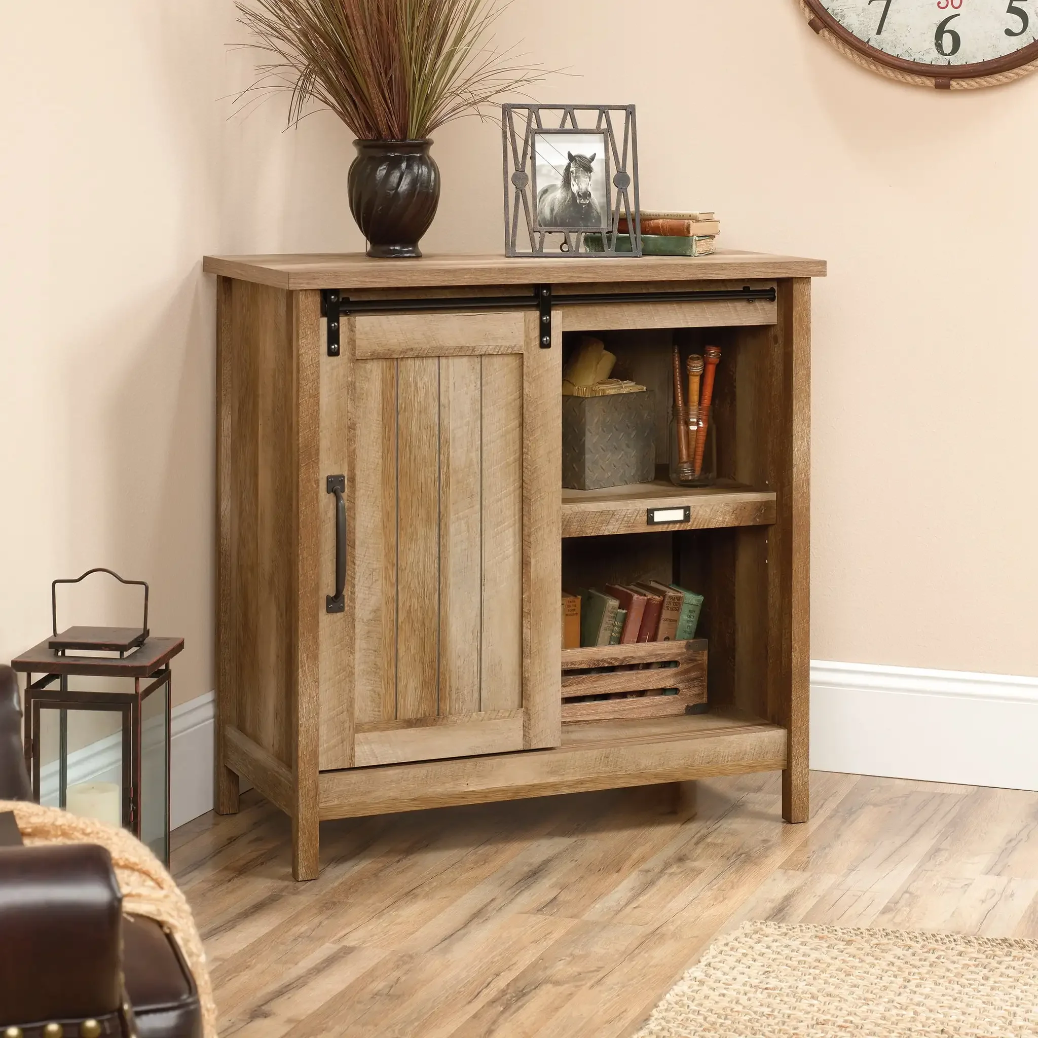 Indoor Storage Accent Cabinet Organizer, Craftsman Oak Finish for Living Room, Bedroom, Home