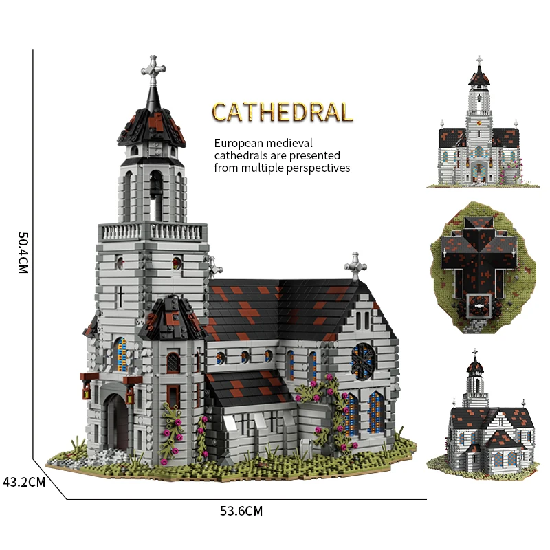 XMORK 6172 Teile MOC-33925 Modulare mittelalterliche europäische Kirche Architektur Modellbausätze Blöcke Ziegel Lernspielzeug Geschenk