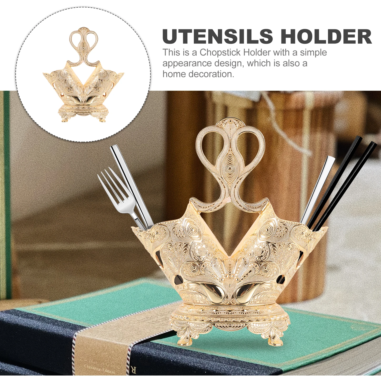 

Zinc Alloy Holder Chopstick Pot Kitchen Utensil ganizer Kitchen ganizer for Cutlery Spoon Rack Silverware Storage Home Supply
