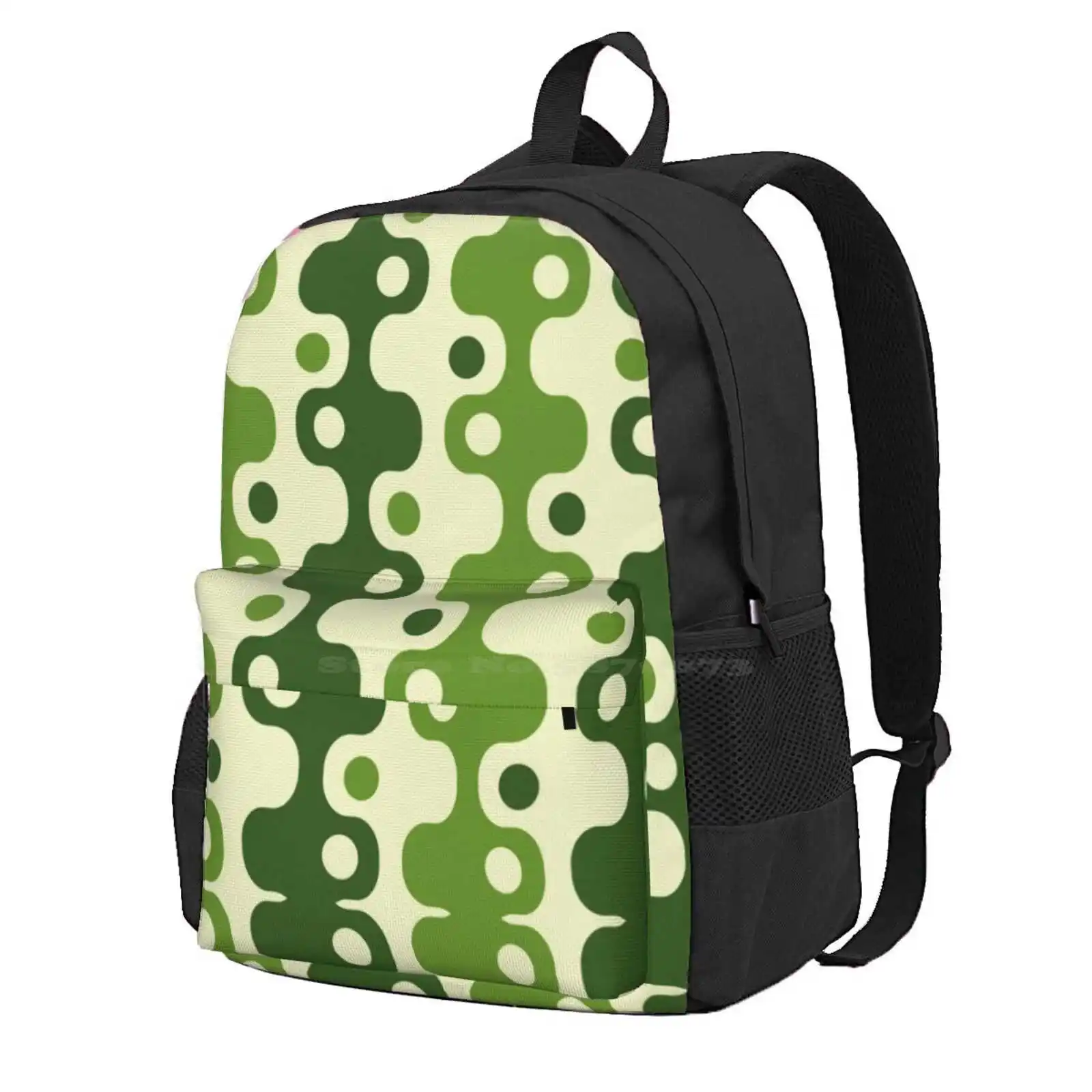 Retro Mid Century Modern Abstract Space Age Pattern 760 Avocado Green Hot Sale Schoolbag Backpack Fashion Bags 60S Fashion 70S