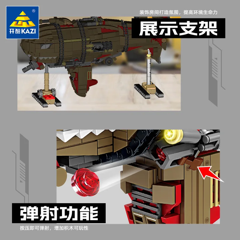 Red Soviet Alert Yuri World Wars Military Kirov Airship City Airboat Ideas Model Building Block Bricks Children Gift Adults