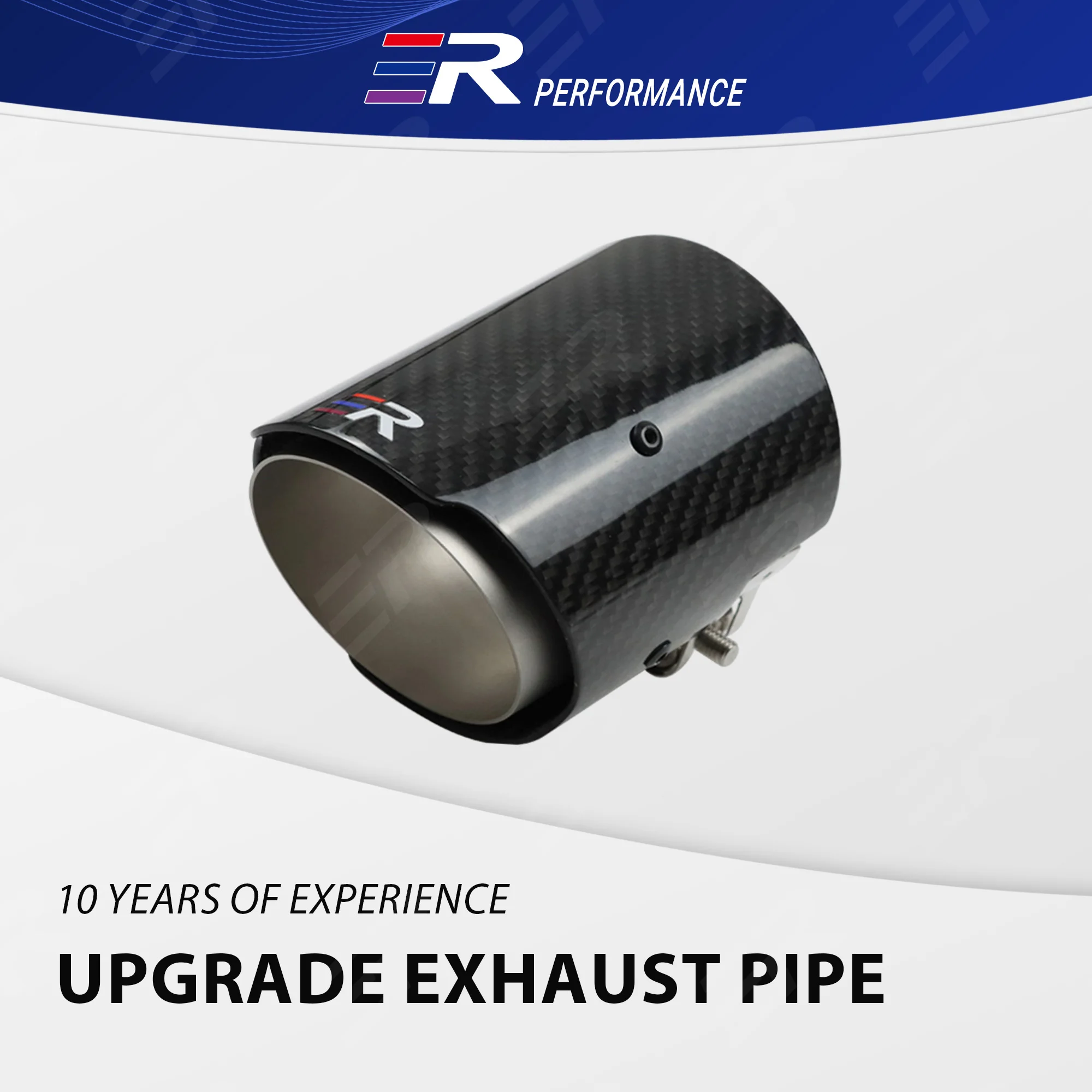 1個入り-er-本物のカーボンファイバー製エキゾーストチップ-マットステンレススチール製カーノズルパイプ改造マフラーテールチップ-erロゴ入り