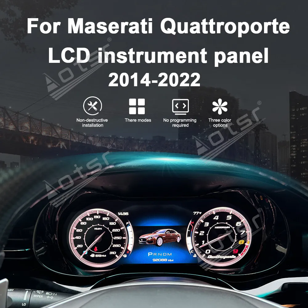 Linux Car LCD Digital Cluster For Maserati Quattroporte 2014 - 2022 Virtual Cockpit Odometer Panel Screen Dashboard Speed Meter