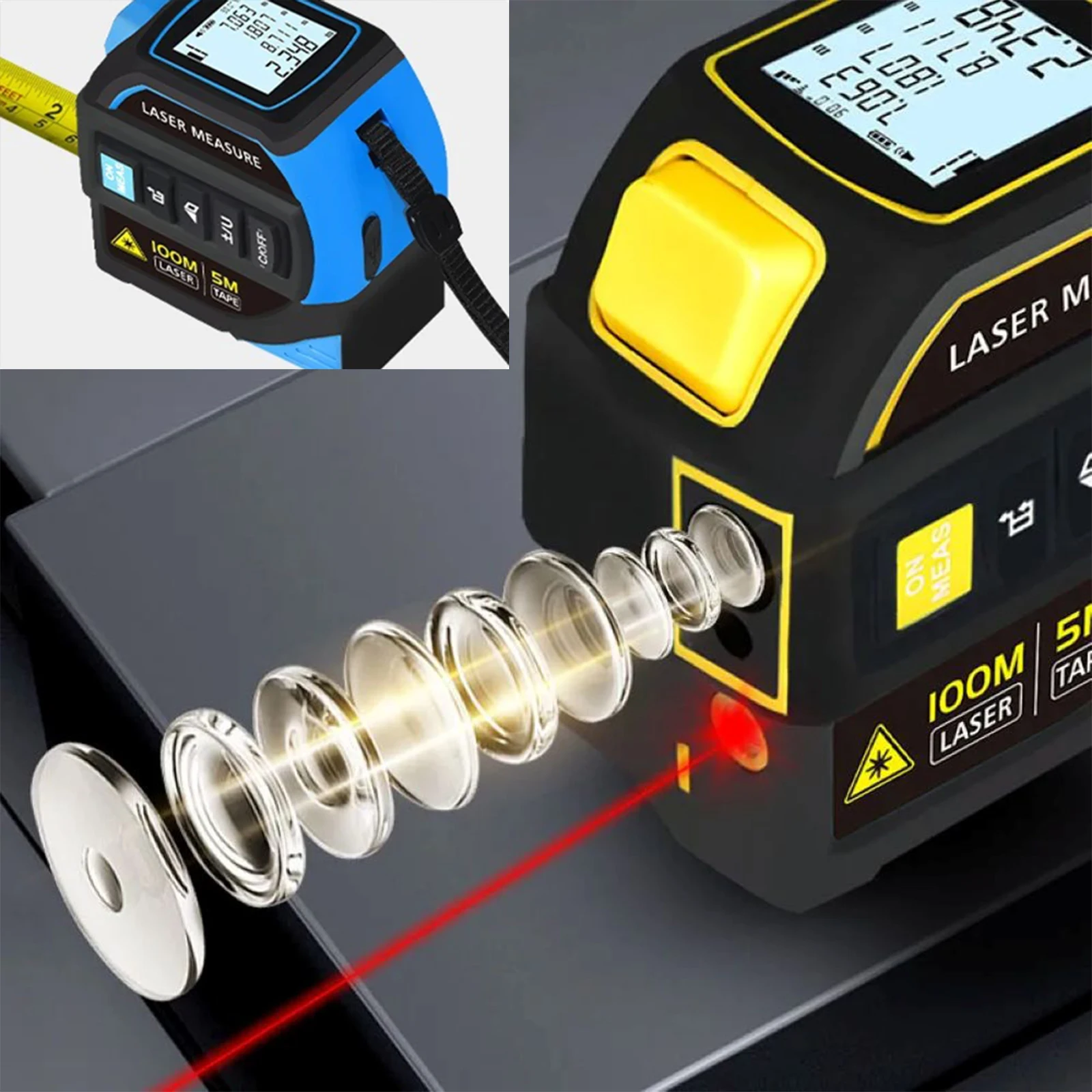 

4 in 1 Tape Measure 40m-100m Rangefinder Bluetooth 5M Steel Tape Rangefinder Multifunctional Electronic Ruler Construction