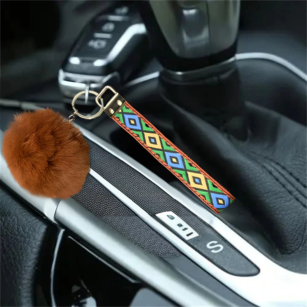 1PC creative fur ball backpack accessories hanging men and women of the same design, a car key chain, hiking wrist key chain, th