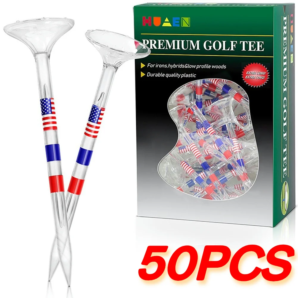 50Pcs Stable Golf Tees Reduce Friction and Side Spin Transparent Golf Tee Hanger Reusable Anti-Slip Big Cup Golf Training Aids