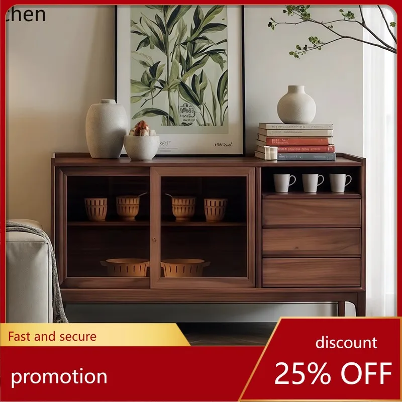 

YFY Solid Wood Sideboard Cabinet Living Room Wall-Mounted Integrated Storage Cabinet Organizer Sideboard