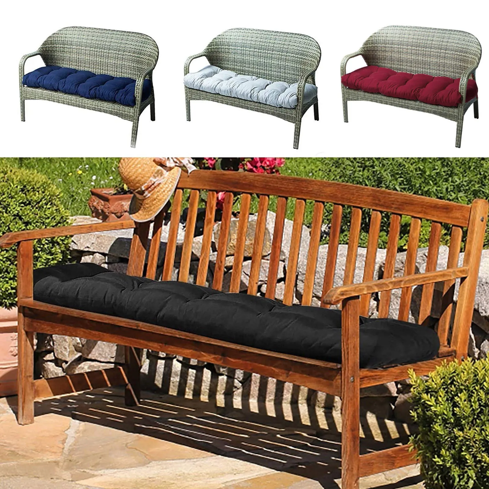 

Patio Chaise Lounger Cushion Indoor/Outdoor Cushions Rocking Chair Sofa Cushion with 6 Ties Thick Padded Swing Bench Cushion