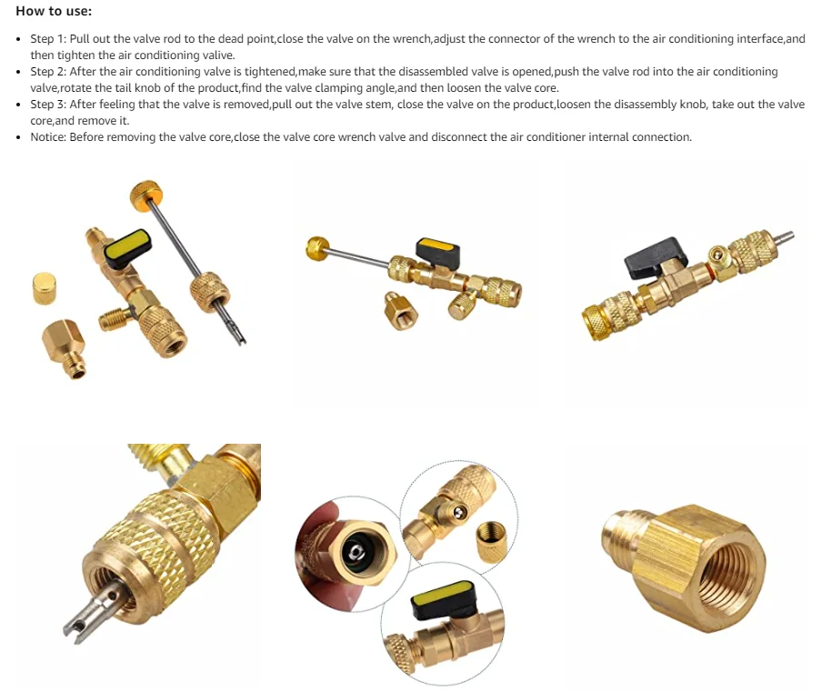 NEUER Ventileinsatz-Entferner/-Installer mit Doppelgröße SAE 1/4 & 5/16 Anschluss Klimaanlagen-Reparaturwerkzeuge für HVAC R32 R410A – Detail 1